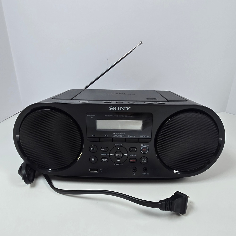 Sony ZS-RS60BT Boombox Black Bluetooth CD Player USB FM AM Mega Bass
